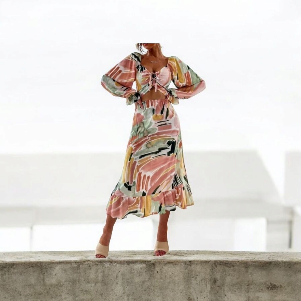 SHEIN Multicolor Abstract Print Dress